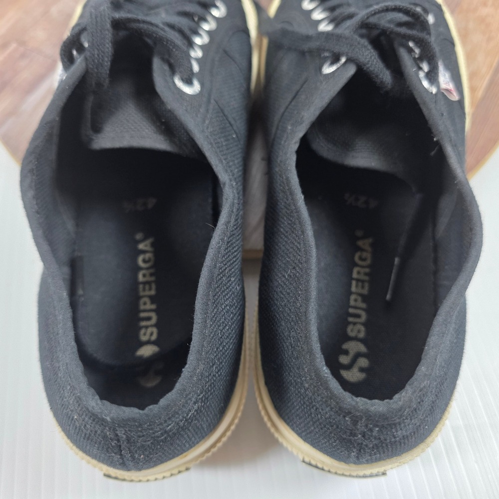 Superga 2750 Cotu Classic Sneakers M9.5/W11.5 Black Canvas Low Top Lace Up Shoes - Picture 8 of 10
